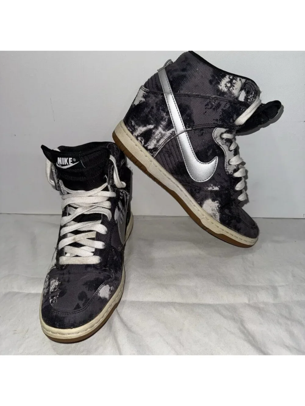 Nike Women’s Dunk Sky High Print Black 543258-004 Sneakers 8.5 Hidden Wedge